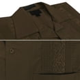 thumbnail image 2 of Men's Guayabera Cuban Beach Wedding Casual Short Sleeve Dress Shirt (Brown, S), 2 of 4