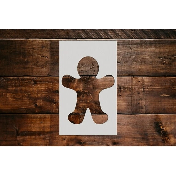 Gingerbread Man Face Stencil - Art and Wall Stencil (3"x6")