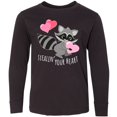 thumbnail image 3 of Inktastic Stealin' Your Heart Cute Raccoon Long Sleeve Youth T-Shirt, 3 of 5