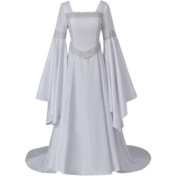 Renaissance Dress Women Medieval Dress Long Bell Sleeves Retro Renaissance Fairy Elf Dress