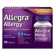 Allegra 24 Hour Indoor And Outdoor Allergy Relief Fexofenadine 180 Mg Tablets - 70 Ea