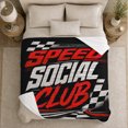 thumbnail image 5 of Speed Social Club Quote with Racing Flags, Bold Motorsport Style for Racing Fans and Birthday Gift, Cozy Flannel Blanket for Garage Lounge and Bedroom, Home Decor, 5 of 9