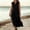 01 Black, variant on Women's Summer Solid-Color Button-Front Loose-Fit Flowing Tank Top-Style Long-Length Dress with Cotton-Linen Blend Effect