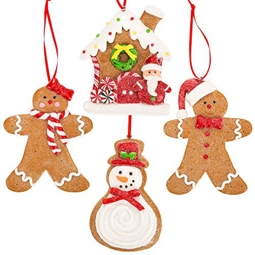 Tree and Heart Ornaments Kurt Adler Set of 4 Gingerbread Men 