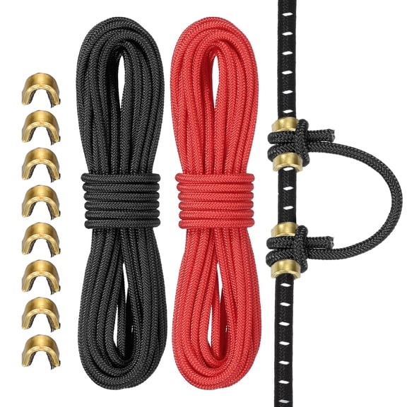 Uxcell Archery D Loop Rope, Bow String D Loop Rope with Brass Nock Points 10 ft & 2 Pcs & Black/Red -Fitting for (Compound Bow Strings)