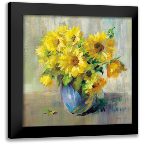 Nai, Danhui 12x12 Black Modern Framed Museum Art Print Titled - Sunflower Still Life II