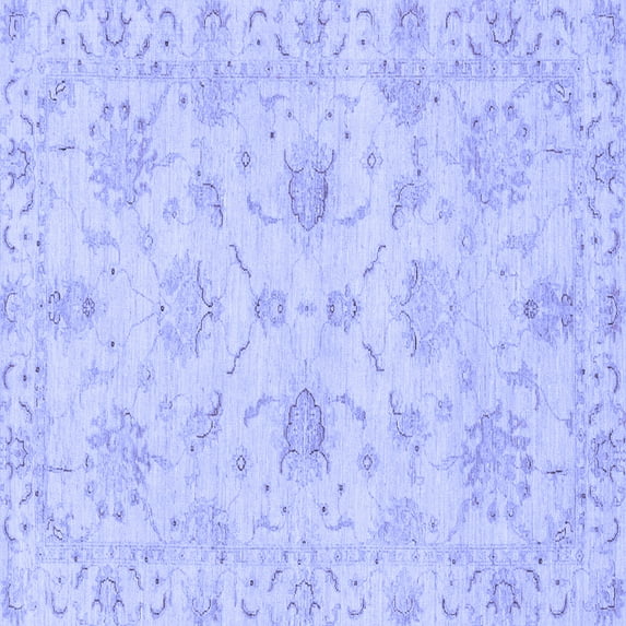 Ahgly Company Machine Washable Indoor Square Oriental Blue Traditional Area Rugs, 5' Square