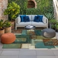 thumbnail image 2 of Teal Green Boho Outdoor Rug for Patio/Deck/Porch, Non-Slip Large Area Rug 3 x 5 Ft, Color Block Geometric Modern Indoor Outdoor Rugs Washable Area Rugs, Reversible Camping Rug Carpet Runner, 2 of 8
