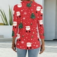 thumbnail image 3 of Christmas 3/4 Sleeve Polo Shirts for Women Holiday Tee Tops Cute Xmas Tree Print Button Down Collared Golf Tees Blouses, 3 of 4