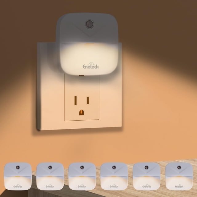 Luz nocturna Eneteck LED con sensor de anochecer a amanecer, paquete de 6, luz cálida