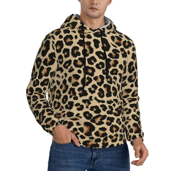 Hoodies for Men - Leopard Print-1 Long Sleeve Comfrt Men'S Fashion Hoodies & Sweatshirts, Sweatshirts for Men Hoodies Pullover Clothing Clothes with Pouch