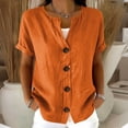 thumbnail image 2 of Guluxicc Button Up Shirt Women Short Sleeve Cotton Button Front Solid Color Casual Summer Outdoor Wear Trendy Tops, 2 of 8