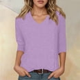 thumbnail image 2 of Lixiuxyad Women T-Shirt Women's Basic Crew Neck Short Sleeve Casual T Shirt Soft Comfortable Everyday Top Stylish Solid Color Tee For Ladies,Purple, 2 of 5