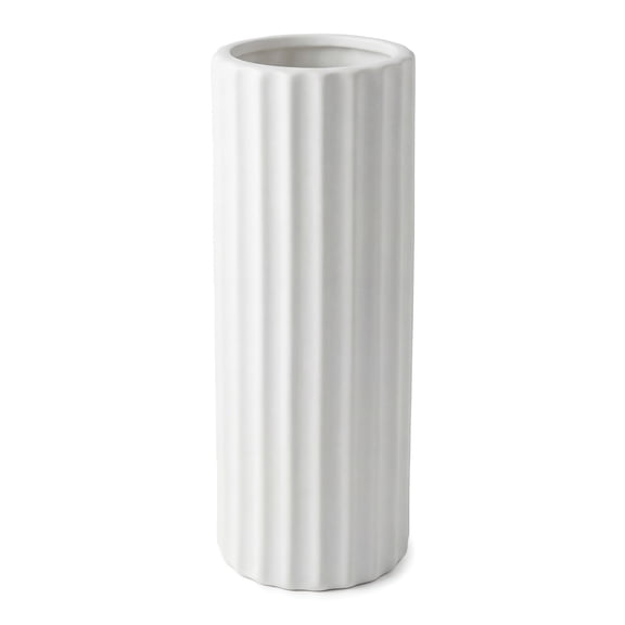 REGALWOVEN Modern Slim Ceramic Bud Vase, Small Skinny Decorative Flower Vases for Single Stem, Vase for Desktop Decor White 2.8"L x 2.8"W x 7.1"H