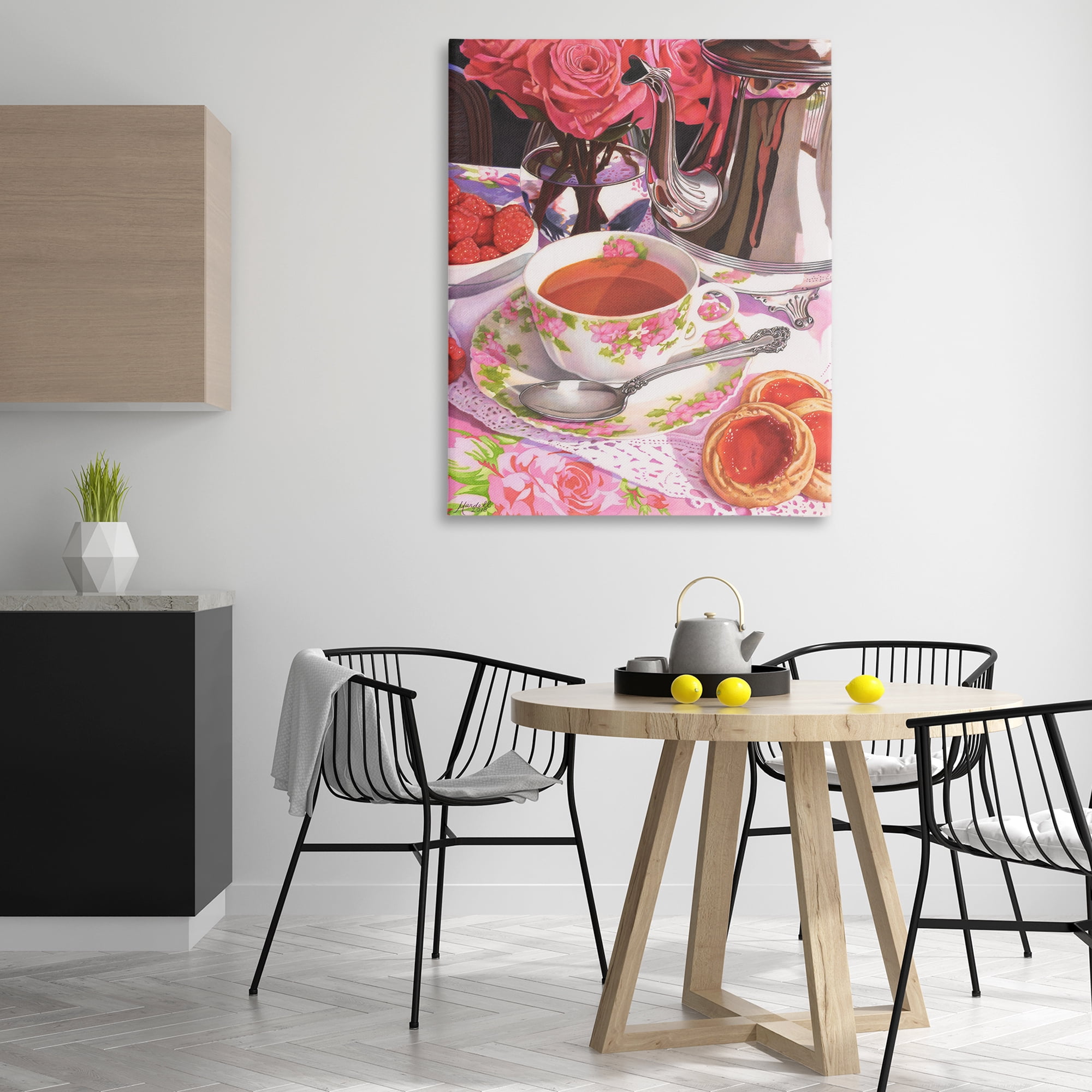 Stupell Industries Tea & Strawberry Cookies Food & Beverage Painting Gallery Wrapped Canvas Art Print Wall Art, 36 x 48
