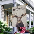 thumbnail image 5 of Moose Welcome House Flag Vertical Double Sided Burlap Moose With Two Big Antlers Brown Farmhouse Yard Outdoor Seasonal Flags Decoration 28 x 40 Inches, 5 of 6