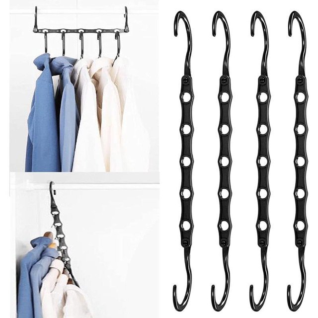 Magic Hangers,8 Space Saving Hook,Multifunctional Vertical & Horizontal Hanger,Wardrobe Organizer t 360° Swivel Save 3 Times More Space Storage Hangers for Clothes,Bags,Black