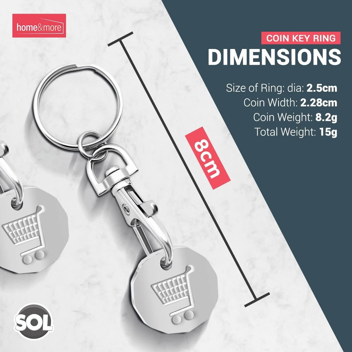 6pk Trolley Coin Keyring UK Set | Shopping Trolley Token Keyrings | Trolley Tokens for Supermarket Cart Trolley Key | New Pound UK Coin Trolley Token | Trolly Shopping Coin | Trolley Coins Key Ring