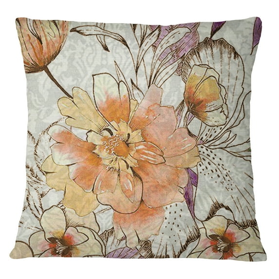 S4Sassy Decorative Floral Print Orange Square Sofa Cushion Cover Pillow Case - Choose Size