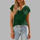 thumbnail image 1 of Tops de Manga Larga de Mujer Casual Draped Cuello de Vaca con Mangas Cortas Y Tejido Elástico Suave, Blusa de Poliéster Relajada para Primavera Verano Diario, 1 of 9