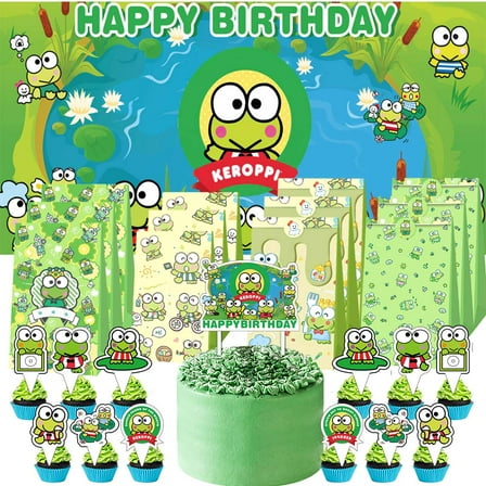 Keroppi Goodie Bags Treat Candy Decorations Party Favor Supplies Birthday Cake Topper Backdrop Banner