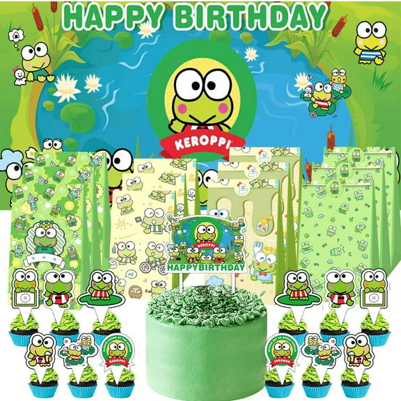 Keroppi Goodie Bags Treat Candy Decorations Party Favor Supplies Birthday Cake Topper Backdrop Banner