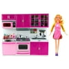 "My Happy Kitchen Dishwasher Oven Sink Battery Operated Toy Doll Kitchen Playset w/ Doll, Lights, Sounds, Perfect for Use with 11-12"" Tall Dolls"