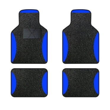 Leadwolf Car Floor Mats Universal for Chevrolet for Cruze Blue Velvet Colored Stripe Waterproof Front Rear Liner Carpet 4pcs