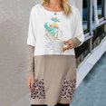 thumbnail image 2 of Moda mujer casual impreso cuello redondo manga larga otoño blusa pullver tops Pompotops FGAJ8810, 2 of 8