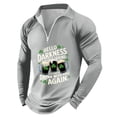 thumbnail image 4 of Men'S Long Sleeved T-Shirt Fashion Casual Printed Zippered T-Shirt Gray D S, 4 of 4