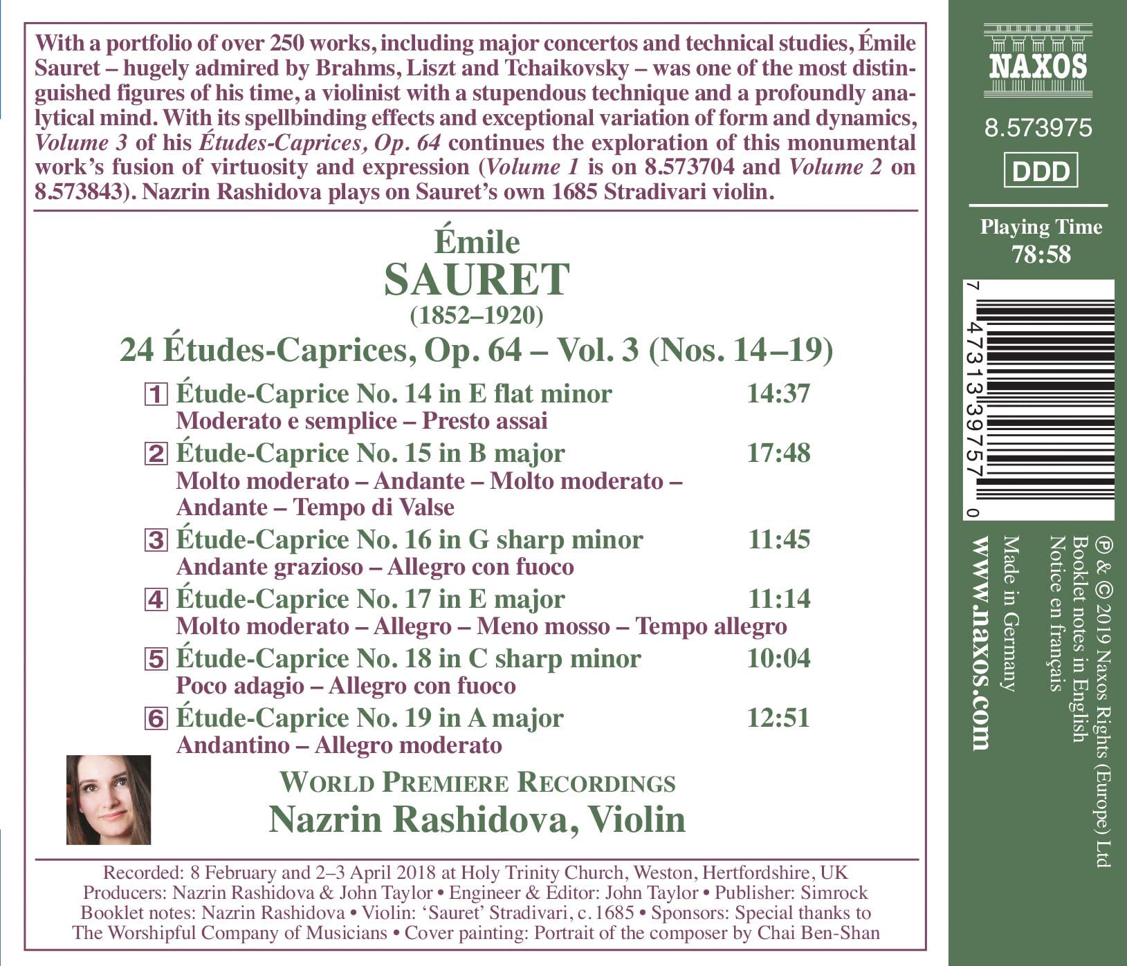 Sauret / Rashidova - 24 Etudes-Caprices 3 - Music & Performance - CD
