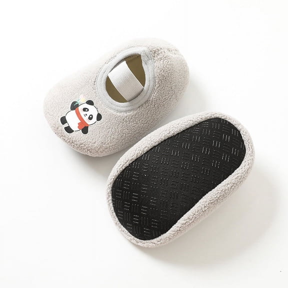 SDJMa Toddler Boys Girls Solid Color Cartoon Dog Socks Keep Warm Plush Kids Soft Non-slip Indoor Toddler Shoes Socks