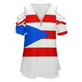 thumbnail image 4 of Puerto Rico Flag Womens Summer V Neck Zipper Top Short Sleeve T Shirt Off Shoulder Top Casual Classy Loose Shirts, 4 of 7