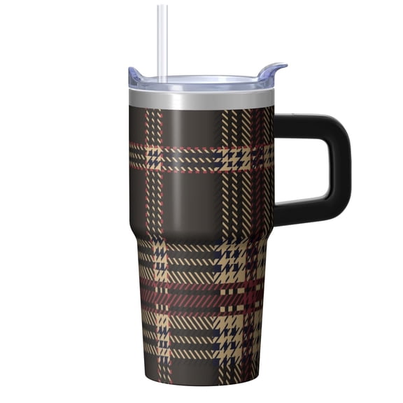 20oz Coffee Mug with Handle, Geometric Texture Stainless Steel Double Wall Insulated Travel Tumbler Leak-Proof