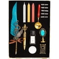 thumbnail image 1 of XYCCA Quill Pen and Ink Set, Vintage Quill Pen Set with 5 Replaceable Nibs Ink Absorbent Smooth Writing Metal Feather Pen Set Unique Gift (Lake Blue)-4994, 1 of 5