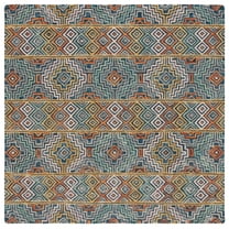 SAFAVIEH Aspen Ethelbert Geometric Striped Wool Area Rug, Blue/Gold, 9' x 9' Square