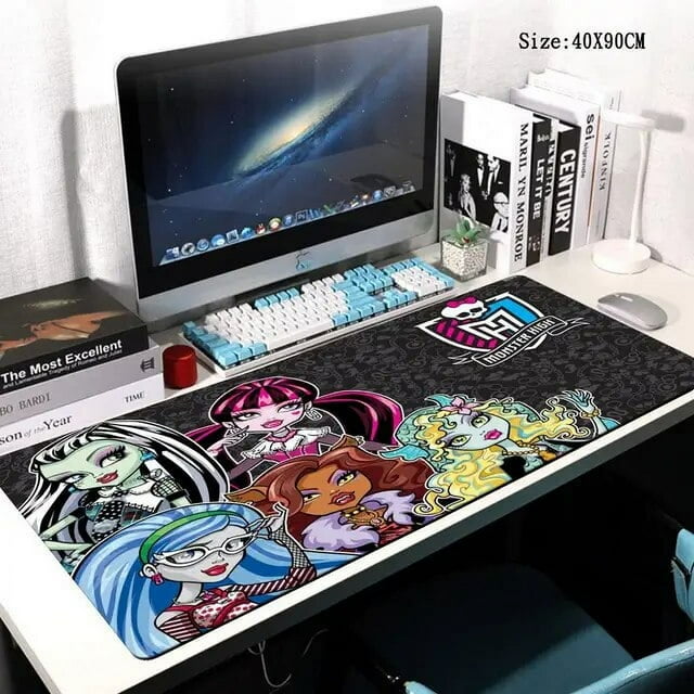 DMH Cartoon Monster High Mouse Pad Mouse Pad Desk Mouse Pad Cute HD Desk Pad Extended Gaming Keyboard Mats Gamer Mousepad 90x40