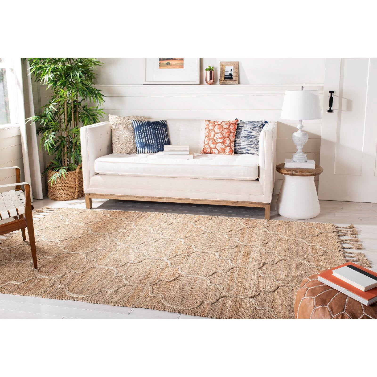 SAFAVIEH Natural Fiber Cohen Geometric Jute Area Rug, Natural, 6' x 6' Square