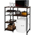 thumbnail image 1 of VINGLI Bakers Racks for Kitchens with Storage Mini Fridge Stand Bar Cabinet with Mini Fridge Space, Big Drawer, Wine Rack, Metal Frame Industrial Workstation Microwave Oven Stand 4-Tiers, 1 of 7