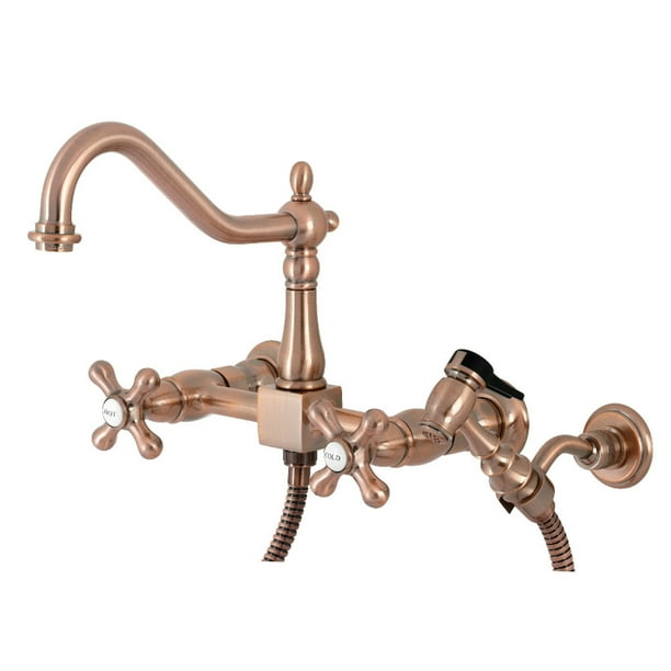 Kingston Brass KS124AXBSAC Heritage TwoHandle Wall Mount Bridge