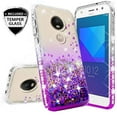 thumbnail image 1 of Compatible for Motorola Moto E5 Play Case, Moto E5 Cruise Case, with [Temper Glass Screen Protector] SOGA Diamond Liquid Quicksand Cover Cute Girl Women Hybrid Phone Case - Clear/Purple, 1 of 6