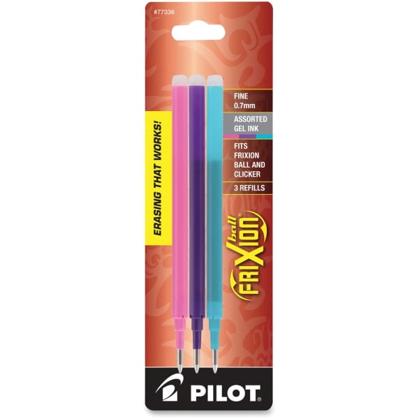 Pilot® FriXion® Erasable Ink Pen Refills, Fine Point, 0.7mm, Assorted Inks, Pack Of 3