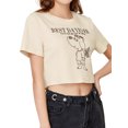 thumbnail image 2 of Lovito Casual Animal Embroidery Crop Waffle T-Shirts for Women, 2 of 5