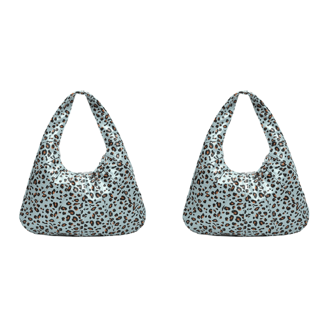 Bolso Hombro Con Leopardo Y Media PU Hobo para Mujer () Azul