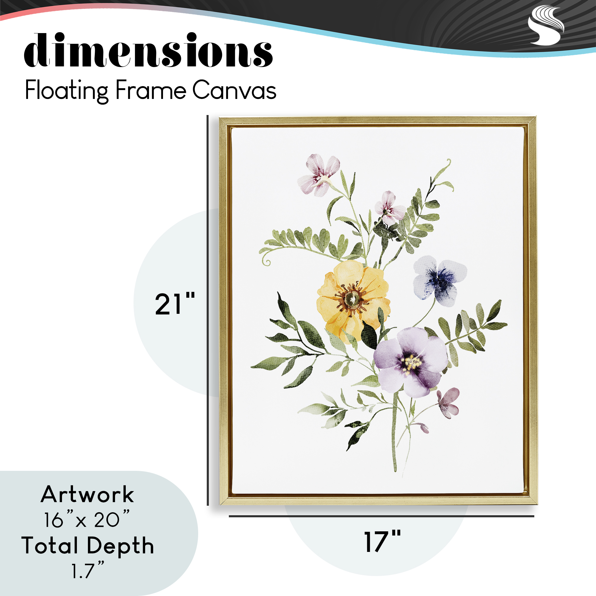 Garden Herbs Blooming Gold Framed Floater Canvas Wall Art, design by Lettered and Lined