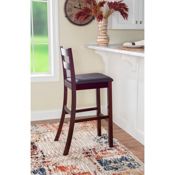 Linon Norben 30" Ladder Back Bar Stool, Espresso