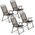 thumbnail image 5 of Costway Set of 4 Patio Folding Sling Chairs Steel fabric Camping Deck Garden Pool, 5 of 11