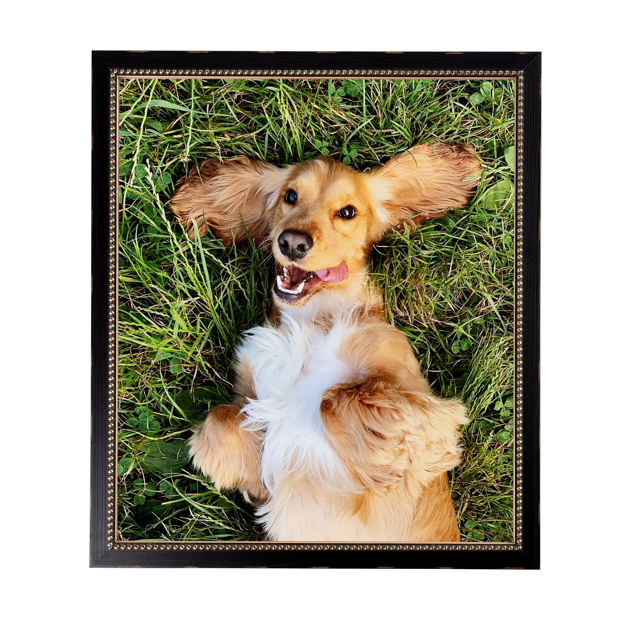 ArtToFrames 20" x 20" Black Square with Gold Beads Picture Frame, 20x20 inch Black Wood Poster Frame (WOM-5021),  Pack