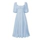 thumbnail image 5 of Sunloudy Vestido de verano para mujer, vestido midi con mangas acampanadas y cuello cuadrado liso con lazo en la espalda, vestido de una pieza largo con dobladillo con volantes para mujer Sunloudy  moda, 5 of 9