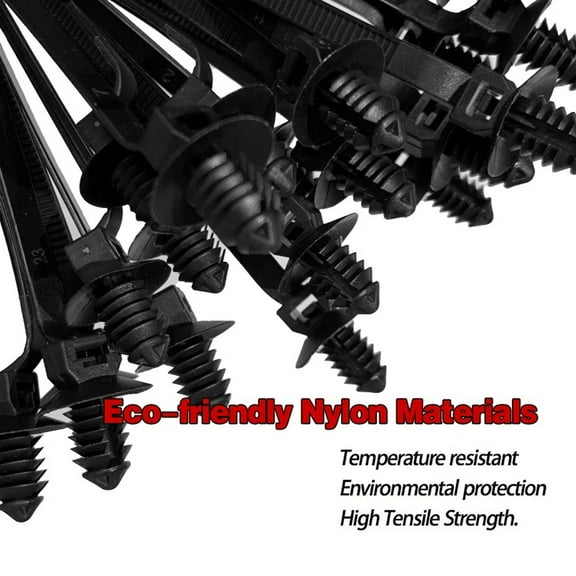 Furulu 160pcs Car Wire Harness Fastener Tie Wrap Cable Clips Cable Ties